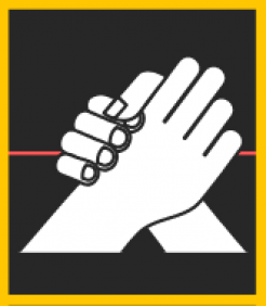 two hands grasp each other on a black background